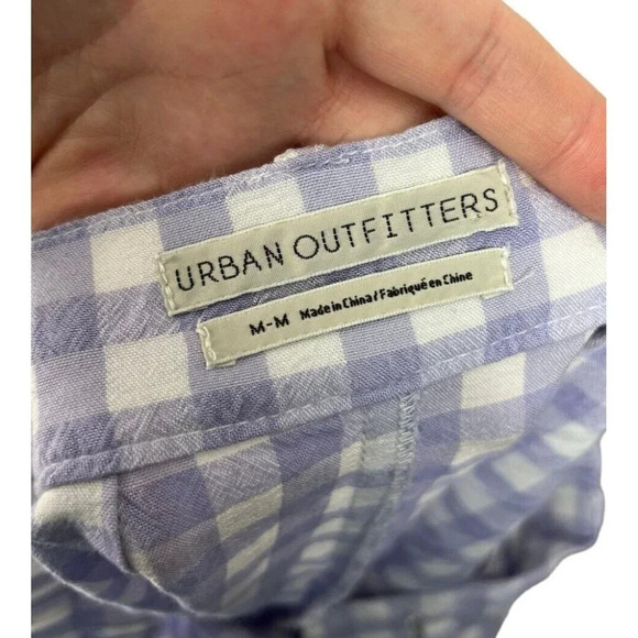 Urban Outfitters Gingham High Rise Pants Size Medium White & Purple Viscose Wm's - Picture 3 of 8